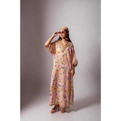 Maison Shefali Linen Digital Print Pink Dress