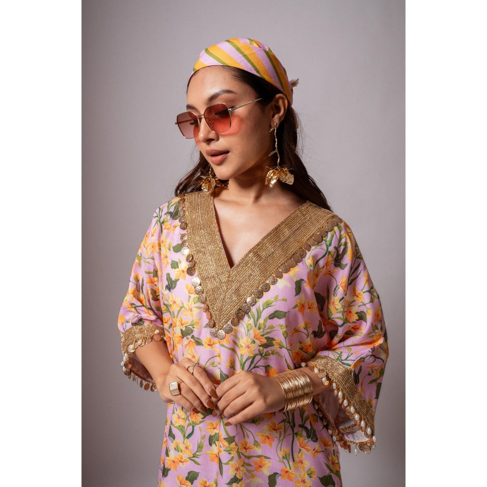 Maison Shefali Linen Digital Print Pink Dress