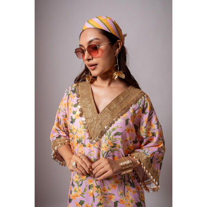 Maison Shefali Linen Digital Print Pink Dress