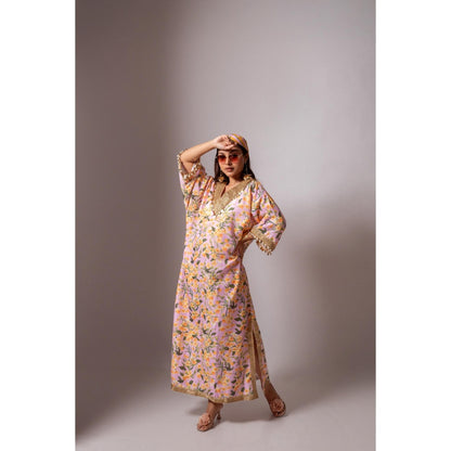 Maison Shefali Linen Digital Print Pink Dress