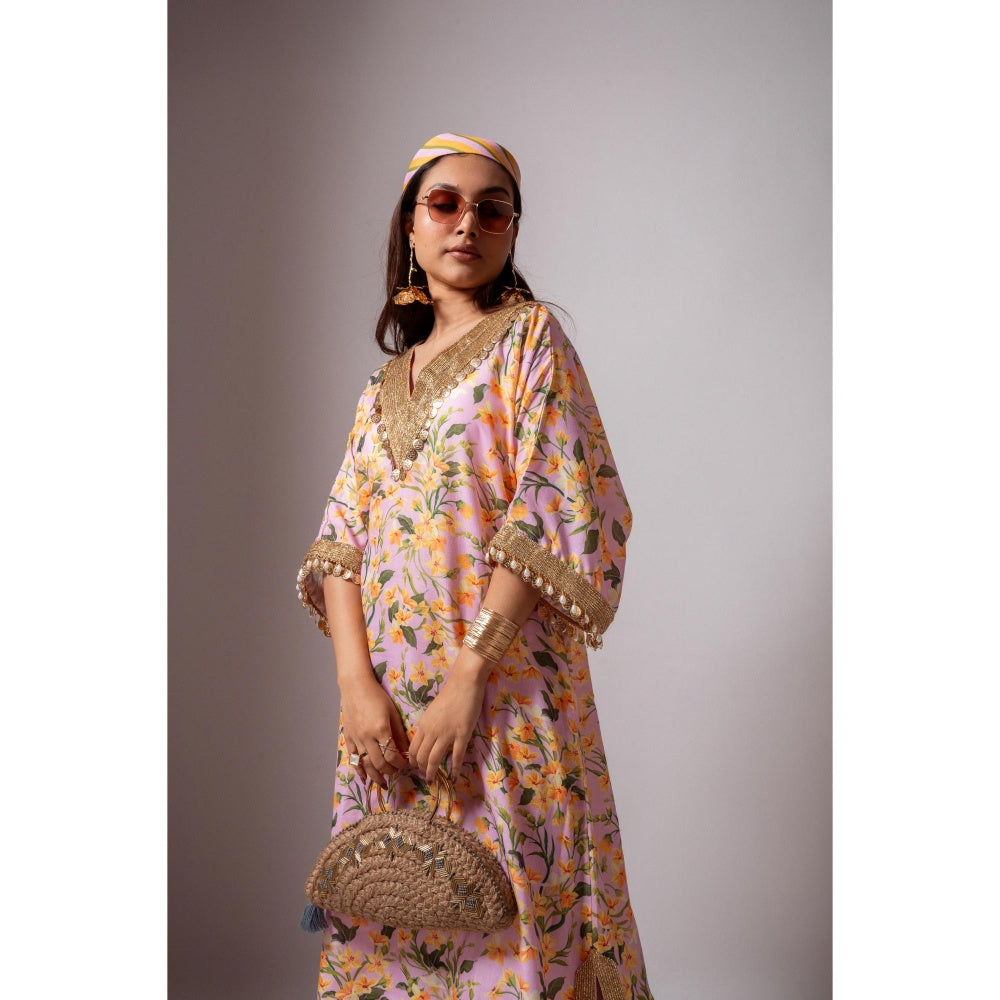 Maison Shefali Linen Digital Print Pink Dress