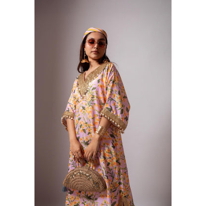 Maison Shefali Linen Digital Print Pink Dress