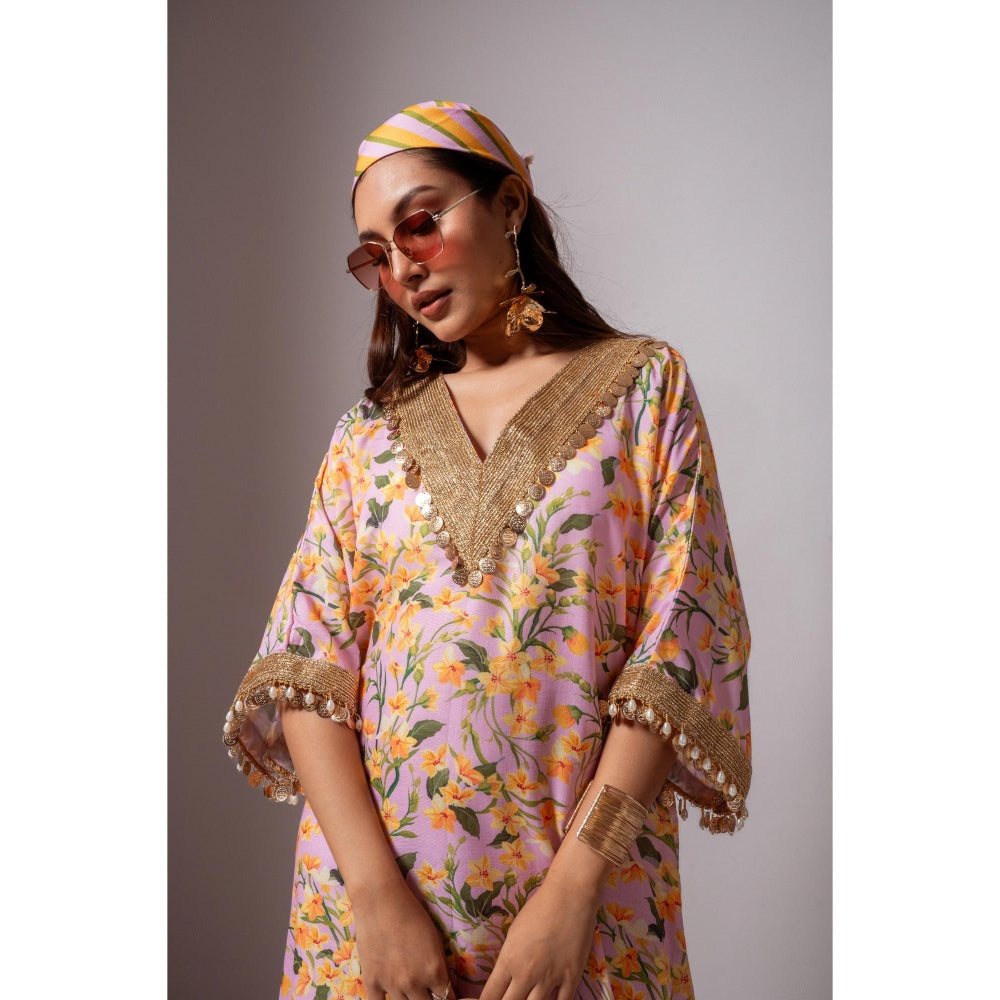 Maison Shefali Linen Digital Print Pink Dress