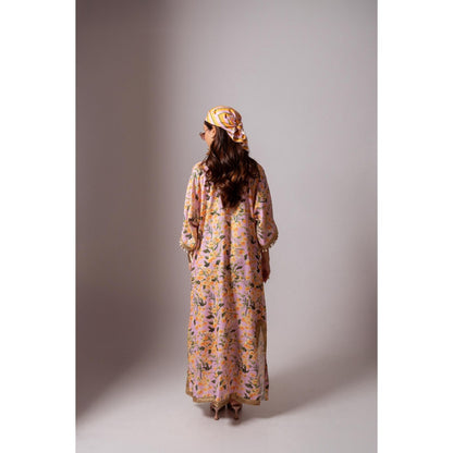 Maison Shefali Linen Digital Print Pink Dress