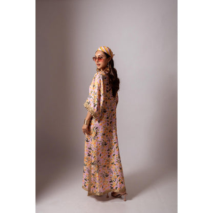 Maison Shefali Linen Digital Print Pink Dress