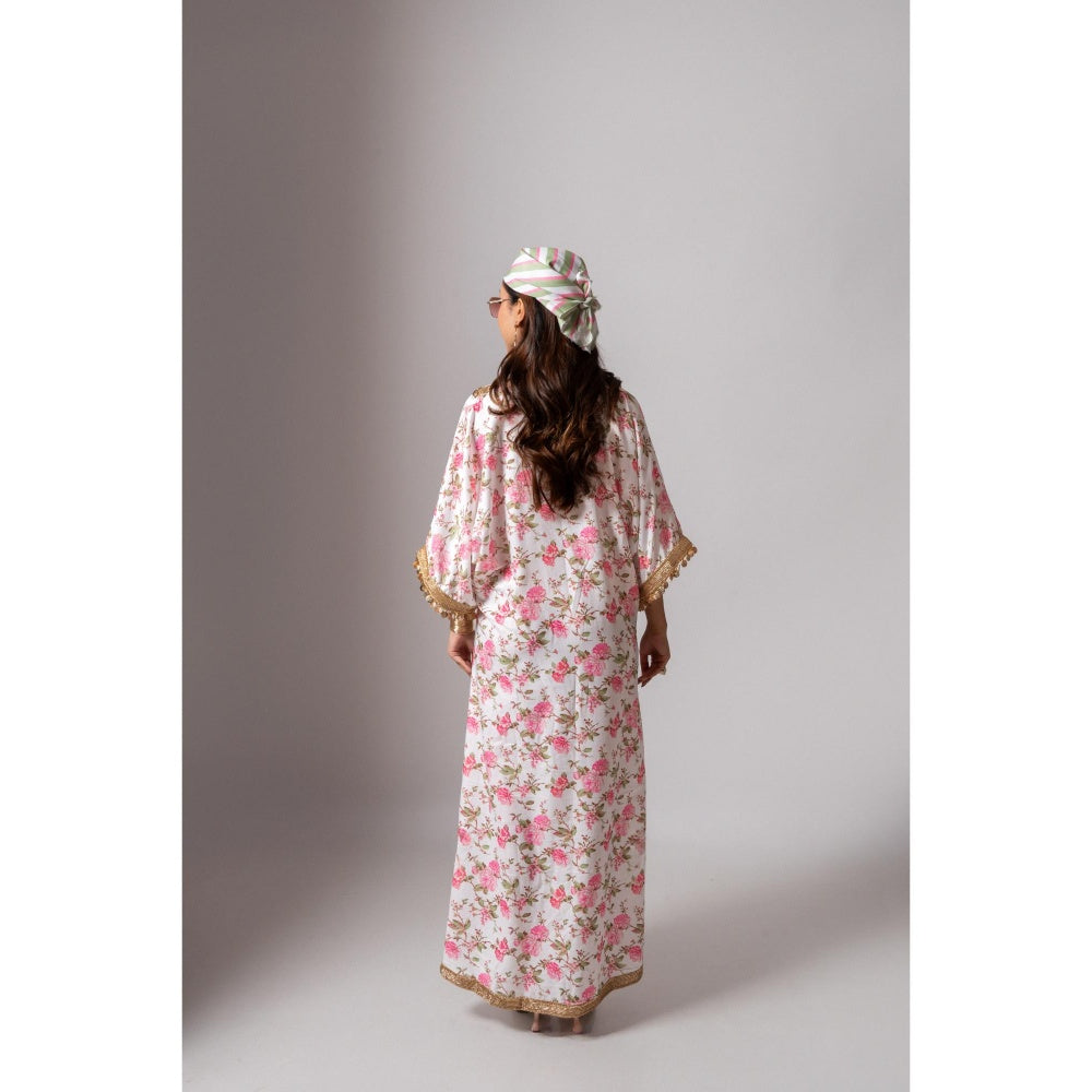 Maison Shefali Linen Digital Print White Dress