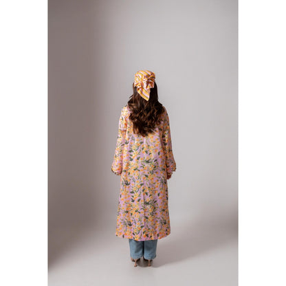 Maison Shefali Linen Digital Print Summer Pink Shrug