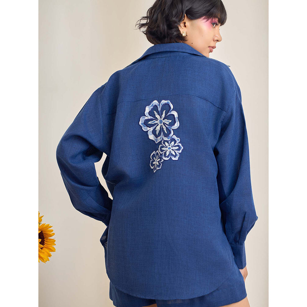 Maisolos Alina Blue Shirt with Shorts and Crop Top (Set of 3)