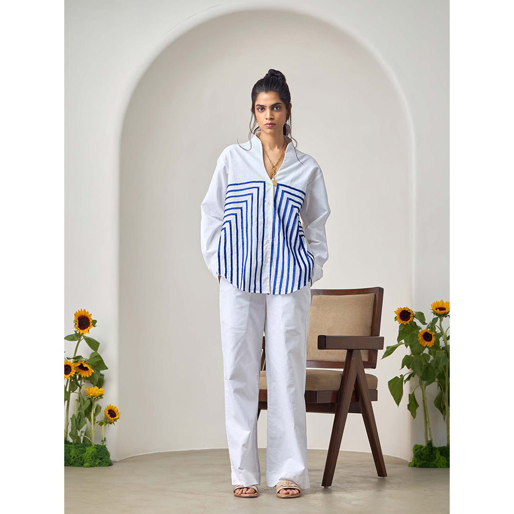 Maisolos White Wave Shirt with Pant (Set of 2)