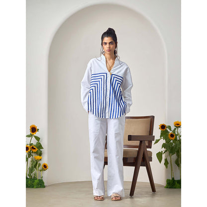 Maisolos White Wave Shirt with Pant (Set of 2)