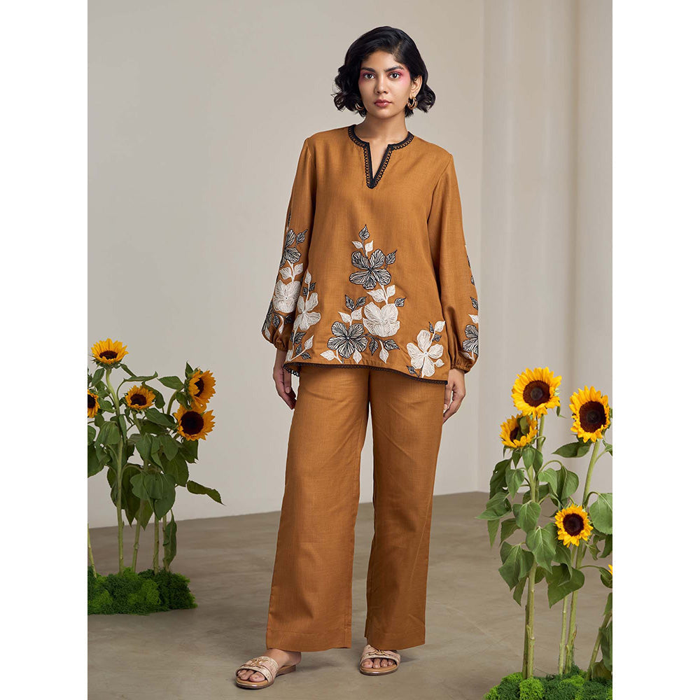 Maisolos Sand Dunes Brown Top with Pant (Set of 2)