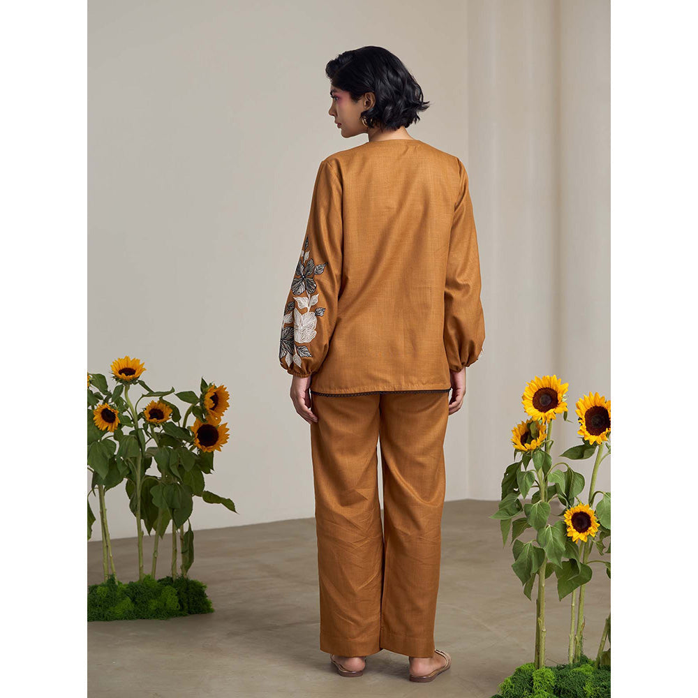 Maisolos Sand Dunes Brown Top with Pant (Set of 2)