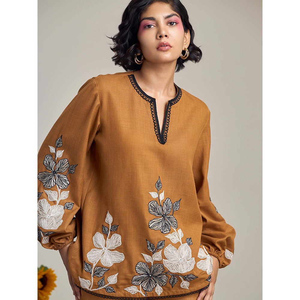 Maisolos Sand Dunes Brown Top with Pant (Set of 2)