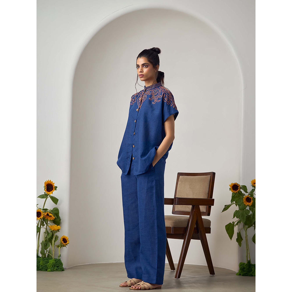 Maisolos Alina Pant Blue Shirt with Pant (Set of 2)