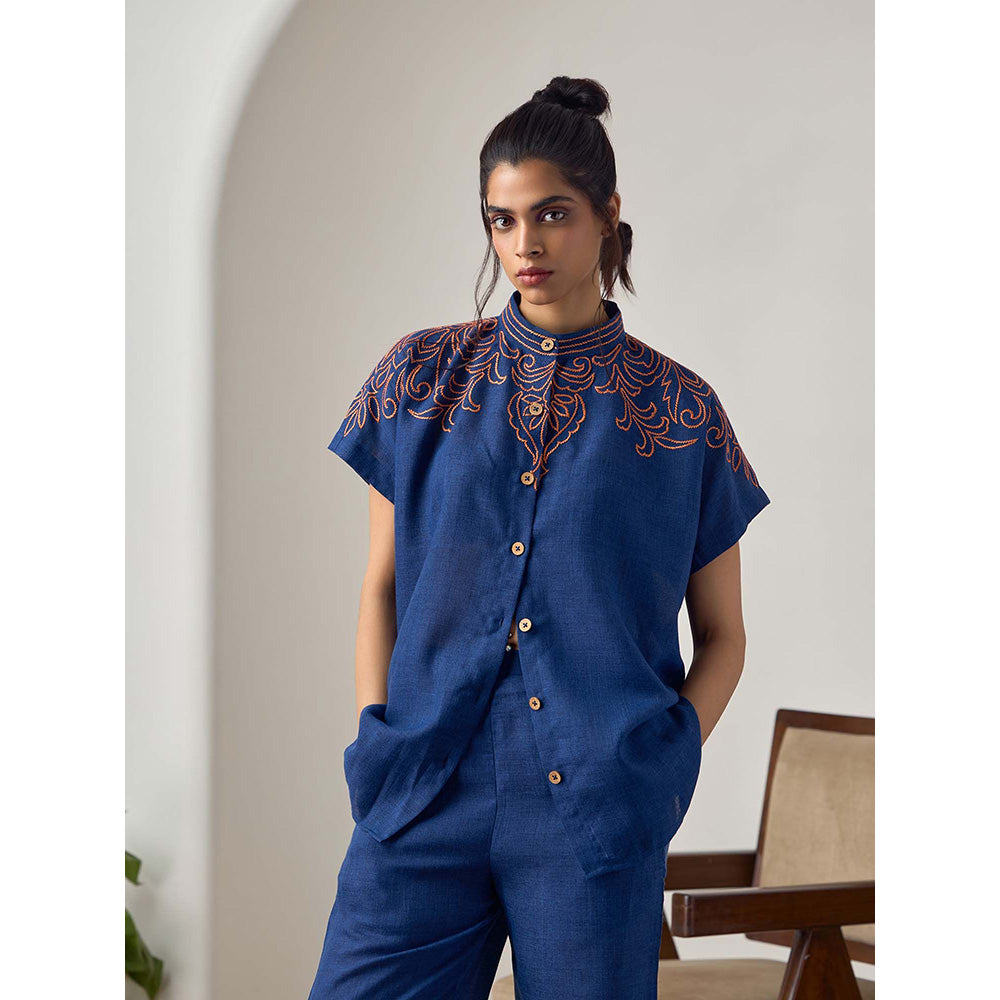 Maisolos Alina Pant Blue Shirt with Pant (Set of 2)