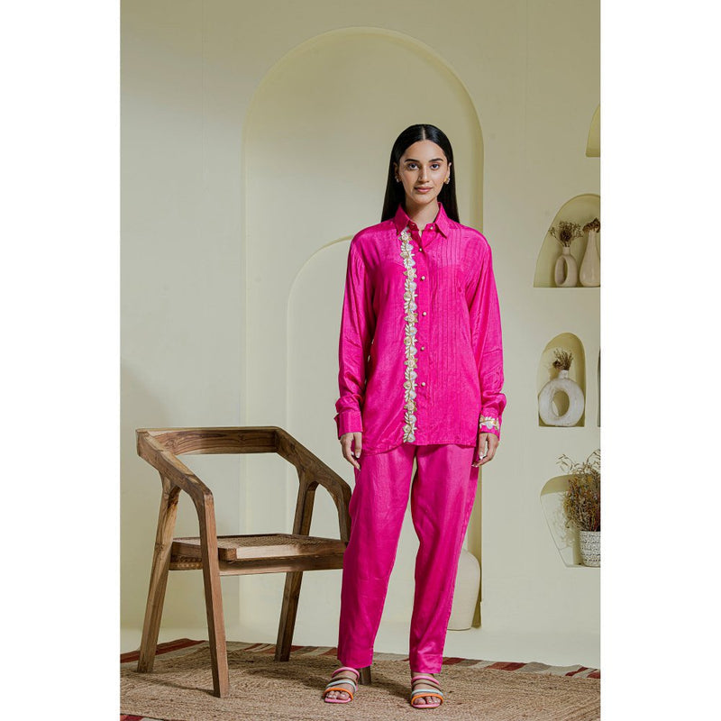 Maive Magenta Hand Embroidered Co-Ord (Set of 2)