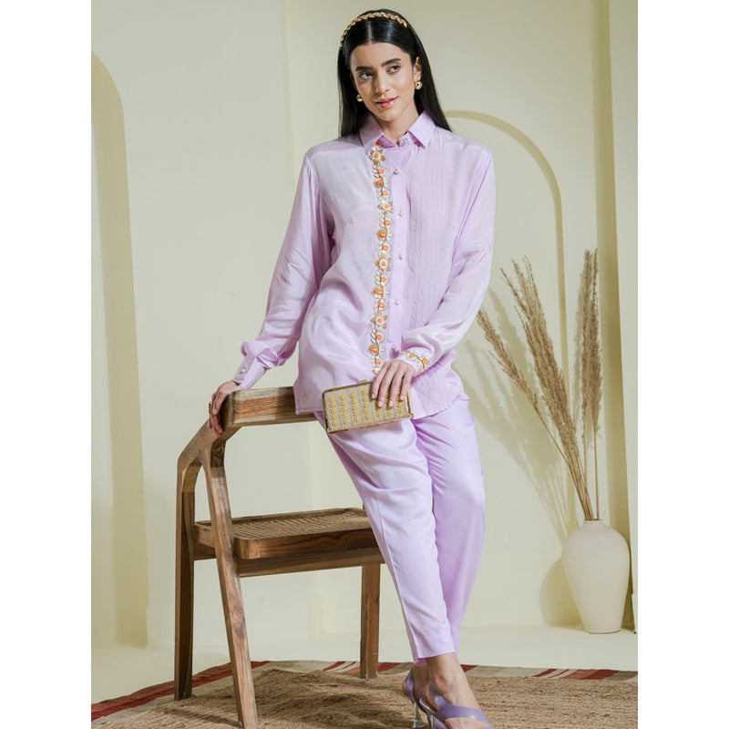 Maive Lavender Hand Embroidered Co-Ord (Set of 2)