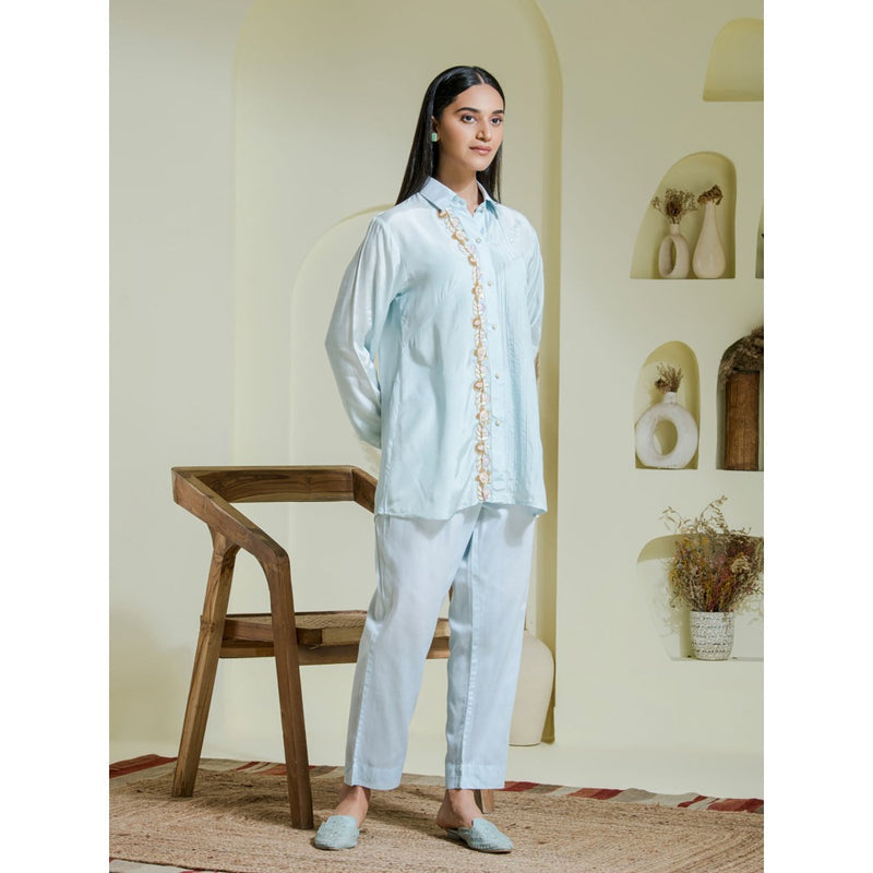 Maive Powder Blue Hand Embroidered Co-Ord (Set of 2)