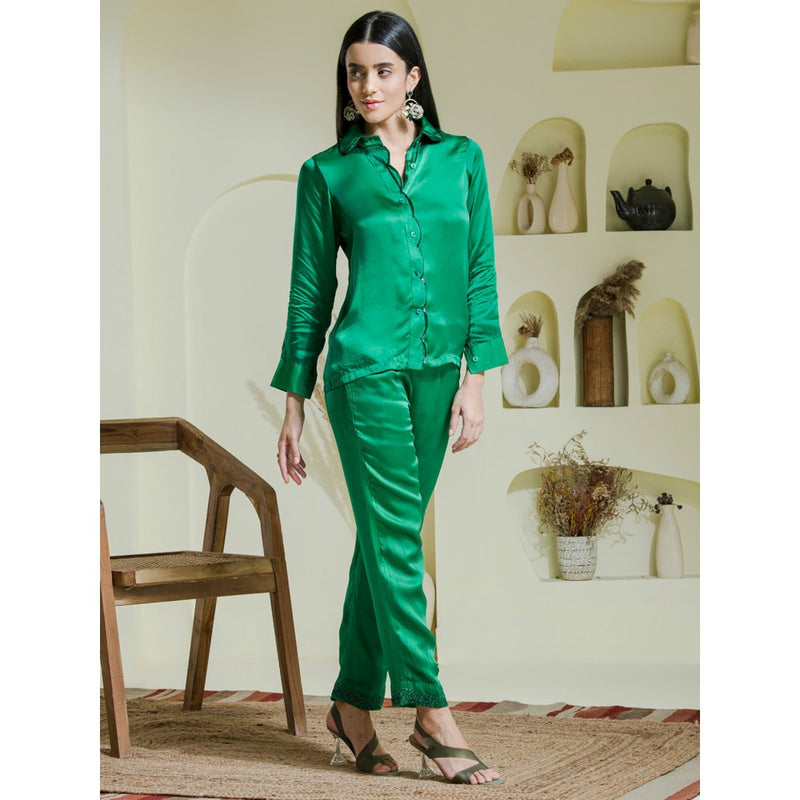 Maive Emarald Green Embroidered Co-Ord (Set of 2)