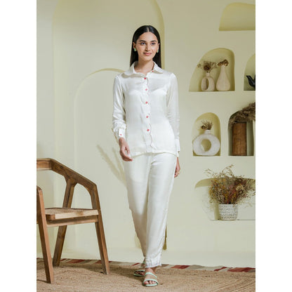 Maive White Embroidered Co-Ord (Set of 2)