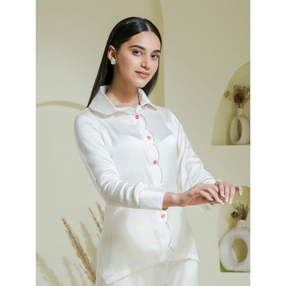 Maive White Embroidered Co-Ord (Set of 2)