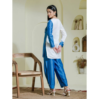 Maive Blue Embroidered Kurti with Pant (Set of 2)