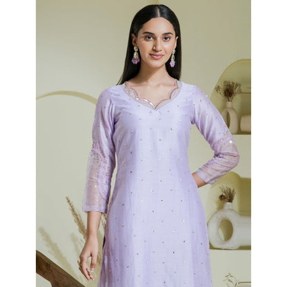 Maive Purple Hand Embroidered Kurta with Pant (Set of 2)
