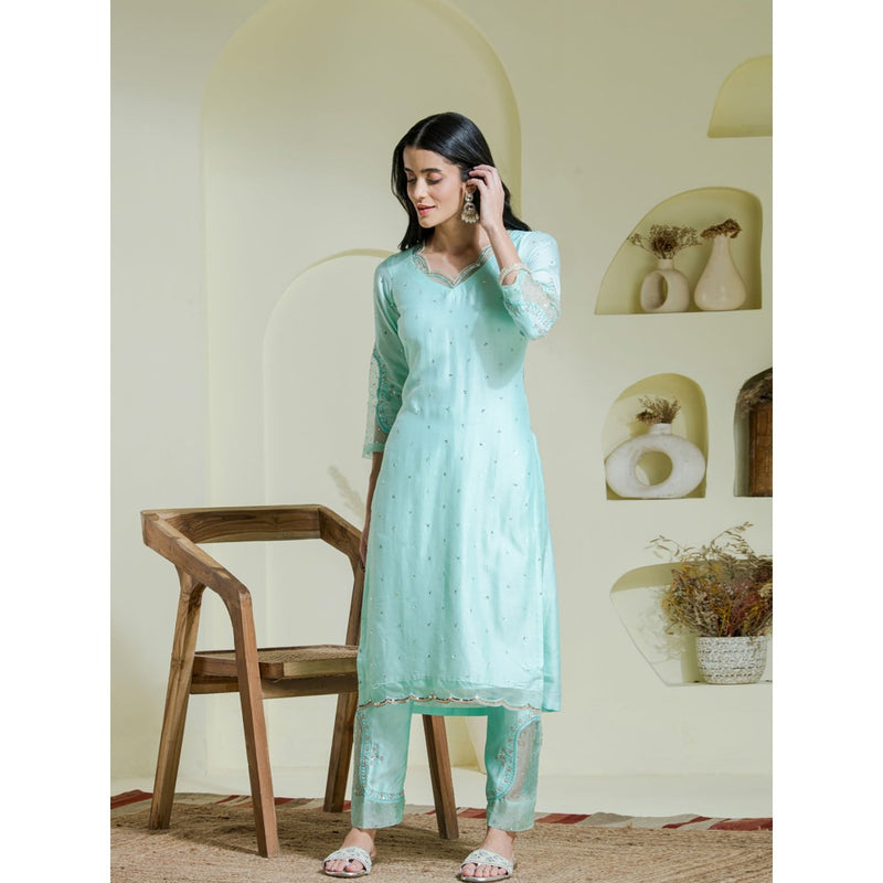 Maive Sea Green Kurta with Pant (Set of 2)