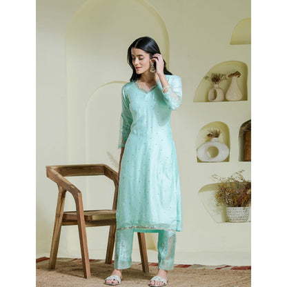 Maive Sea Green Kurta with Pant (Set of 2)