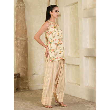 Maive Cream Embroidery Farsi Kurta with Salwar and Dupatta (Set of 3)