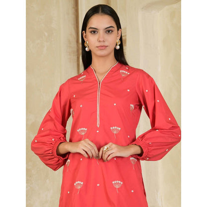 Maive Pink and Beige Hand Embroidered Co-Ord (Set of 2)