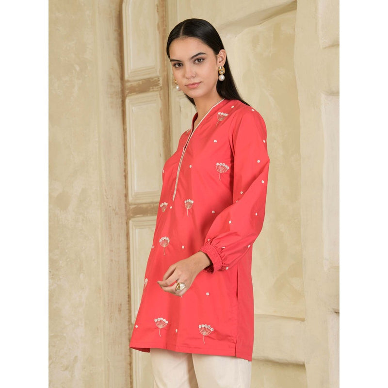 Maive Pink and Beige Hand Embroidered Co-Ord (Set of 2)