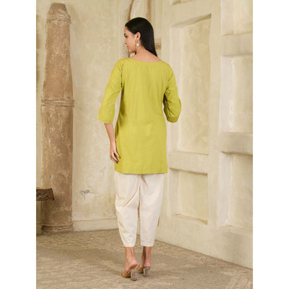 Maive Green and Beige Hand Embroidered Co-ord (Set of 2)