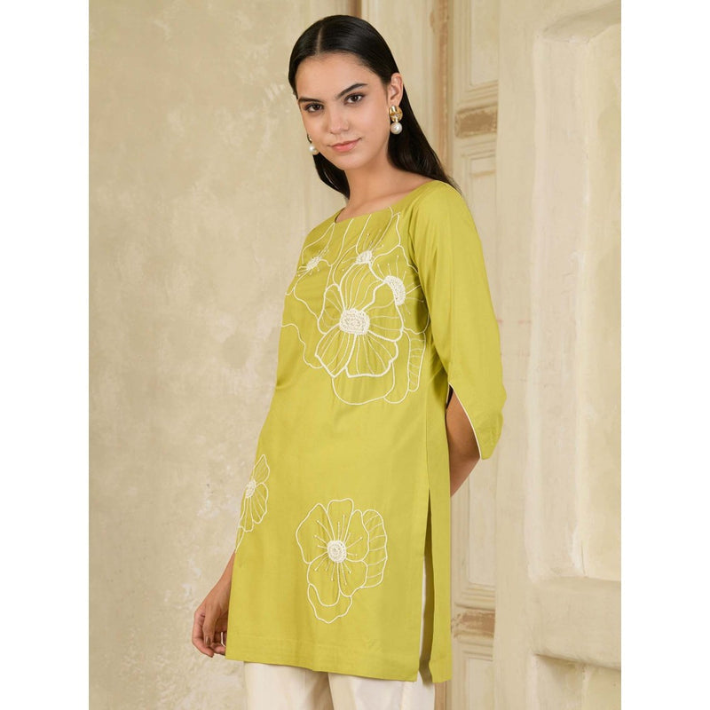 Maive Green and Beige Hand Embroidered Co-ord (Set of 2)