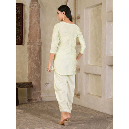 Maive Pastel Green Embroidered Chanderi Co-Ord (Set of 2)