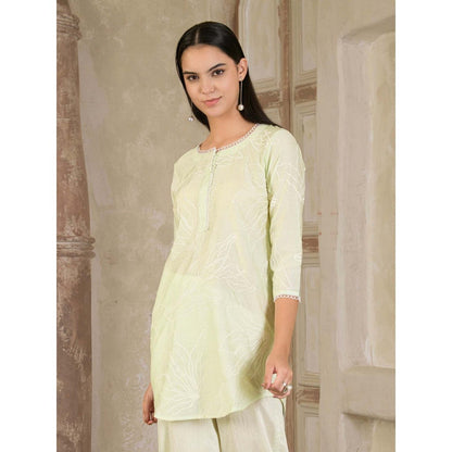 Maive Pastel Green Embroidered Chanderi Co-Ord (Set of 2)