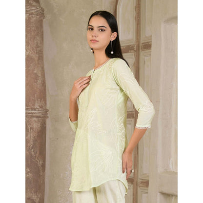 Maive Pastel Green Embroidered Chanderi Co-Ord (Set of 2)