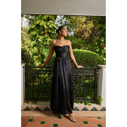 MALIE Full Length Bandeau Black 'Blanca Dress