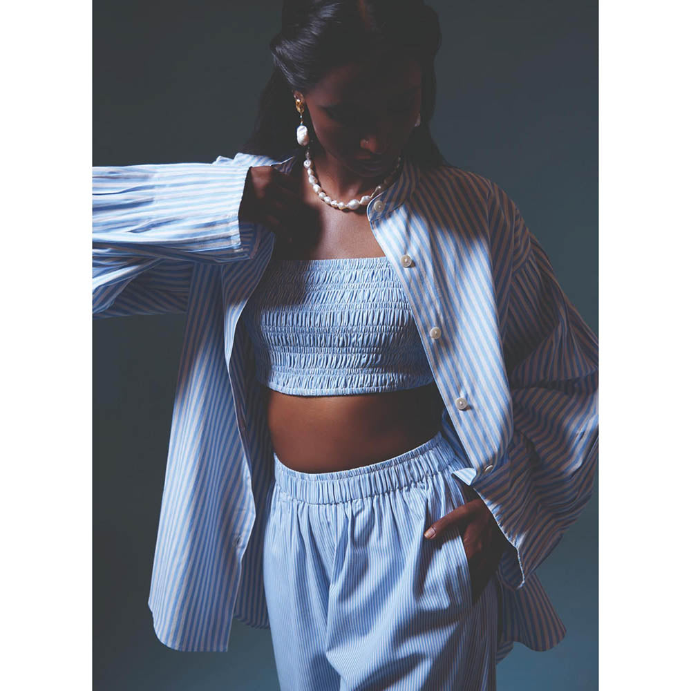 MALIE Blue& White Stripes Casella Top