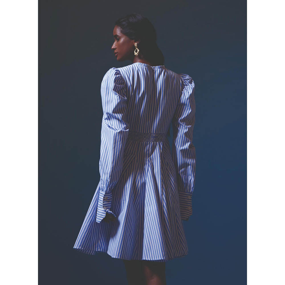 MALIE Blue & White Stripes Lago Dress