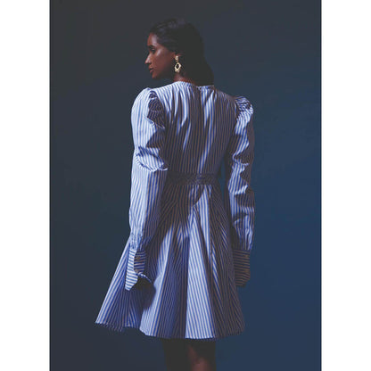 MALIE Blue & White Stripes Lago Dress