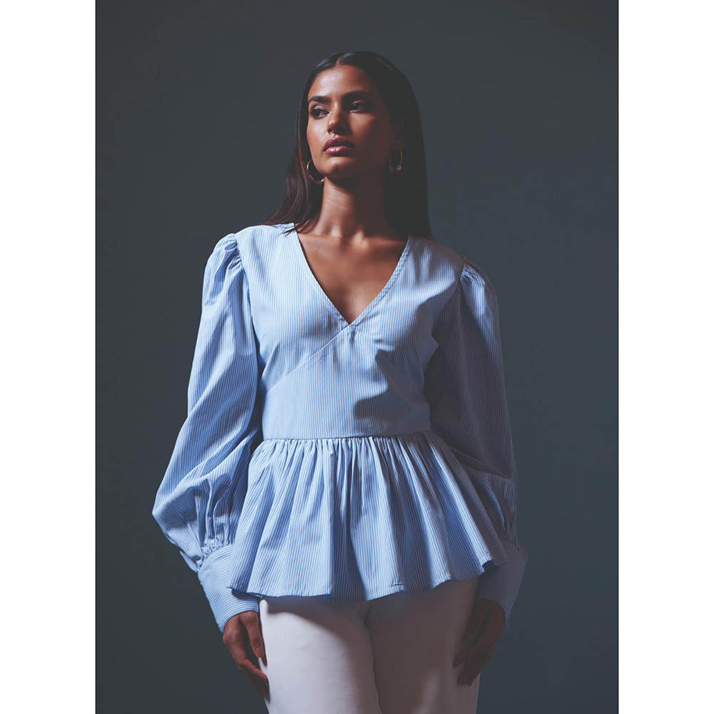 MALIE Blue& White Stripes Stella Top