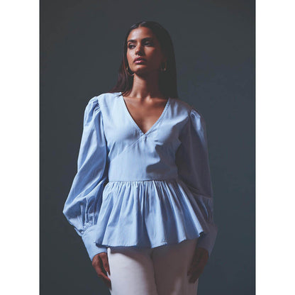 MALIE Blue& White Stripes Stella Top