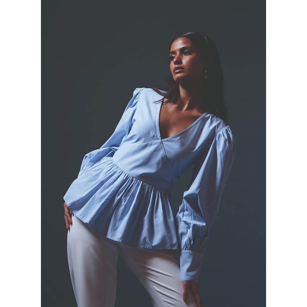 MALIE Blue& White Stripes Stella Top