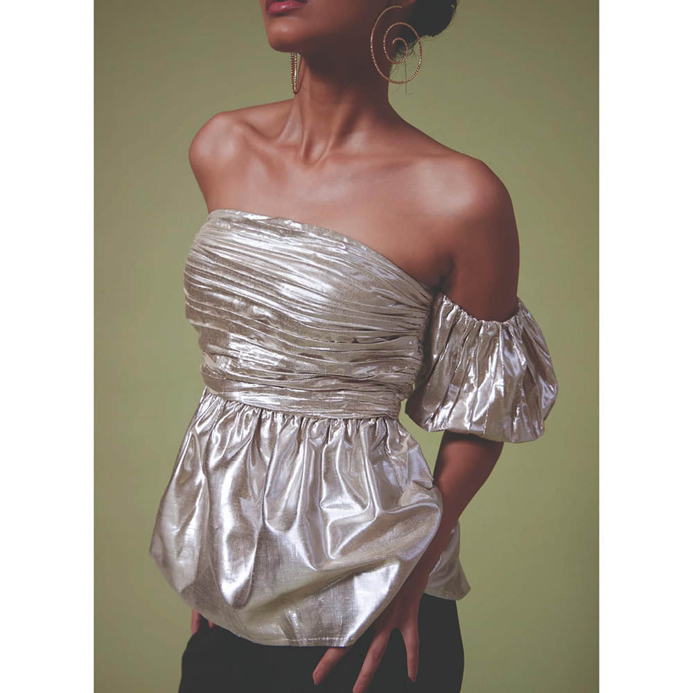MALIE Off Shoulder Metallic Vico Top