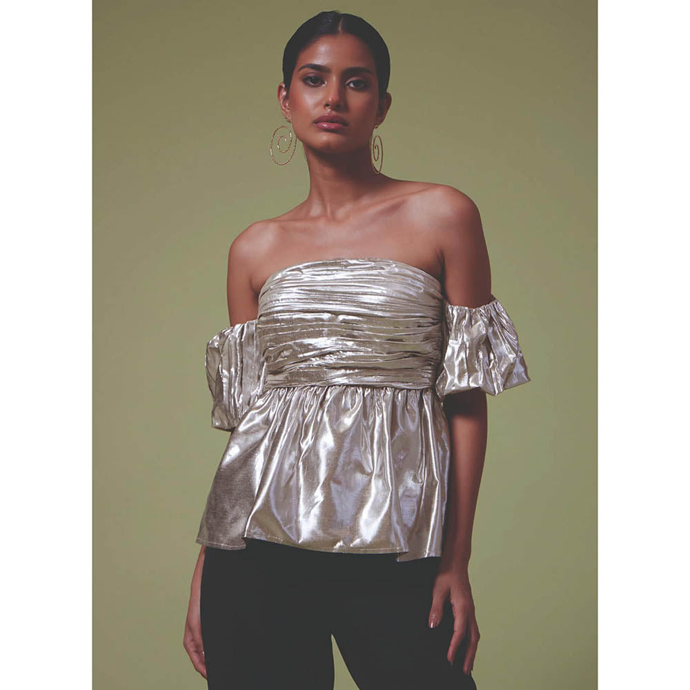 MALIE Off Shoulder Metallic Vico Top