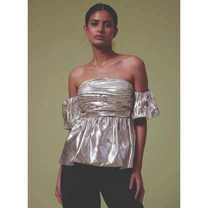 MALIE Off Shoulder Metallic Vico Top