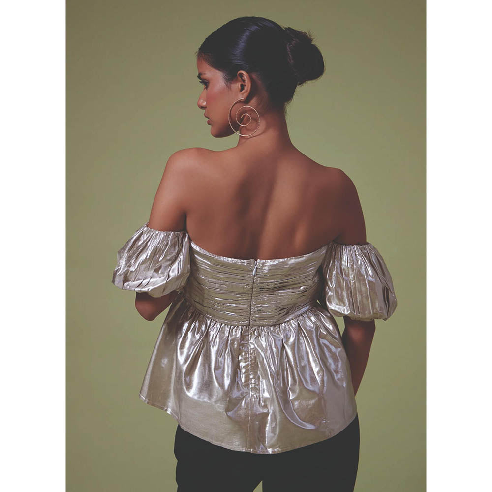 MALIE Off Shoulder Metallic Vico Top