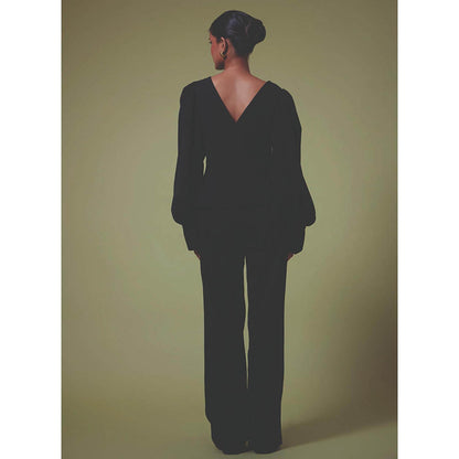 MALIE Black Peplum Celeste Top