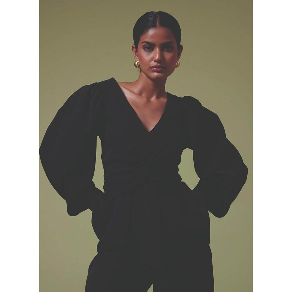 MALIE Black Peplum Celeste Top